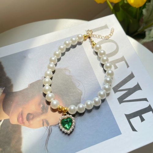 Zöld szív drágakő gyöngy nyaklánc