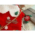 Karácsonyi fehérgalléros, jávorszarvas mintás, kis válltáska, pulóver